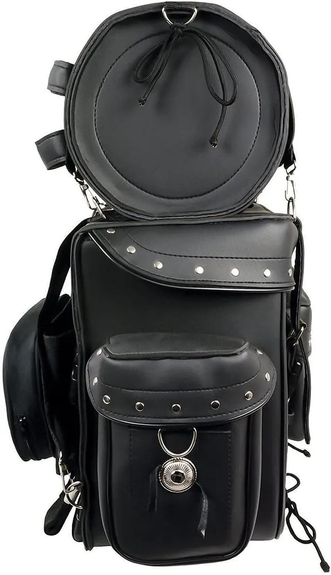 Milwaukee Leather SH538 Large Black PVC 2-Piece Deluxe Motorcycle Touring Sissy Bar Bag Pack - Large