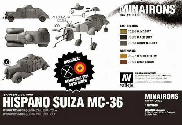 Minairons Miniatures 1/100 Spanish Civil War: Hispano Suiza MC36 Armored Truck (1) (Resin) Kit