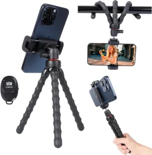 Mini Cell Phone Tripod, 3 in 1 Flexible Phone Tripod with Wireless Remote for Video Recording Vlogging Selfie, Portable Small Tripod Stand Compatible with iPhone, Samsung, 4.7''-7'' Phones