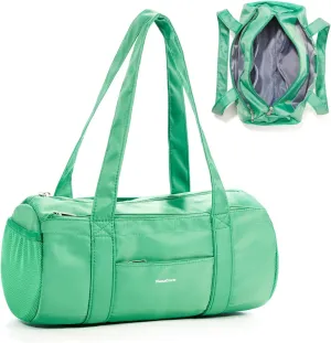 Mini Duffle Bag 13.78” Small Gym Bag, Lightweight Carry On Weekender Overnight Bag for Women Travel, Sport, Easy Daily Outings, 13.78"x6.7"x6.7", Green