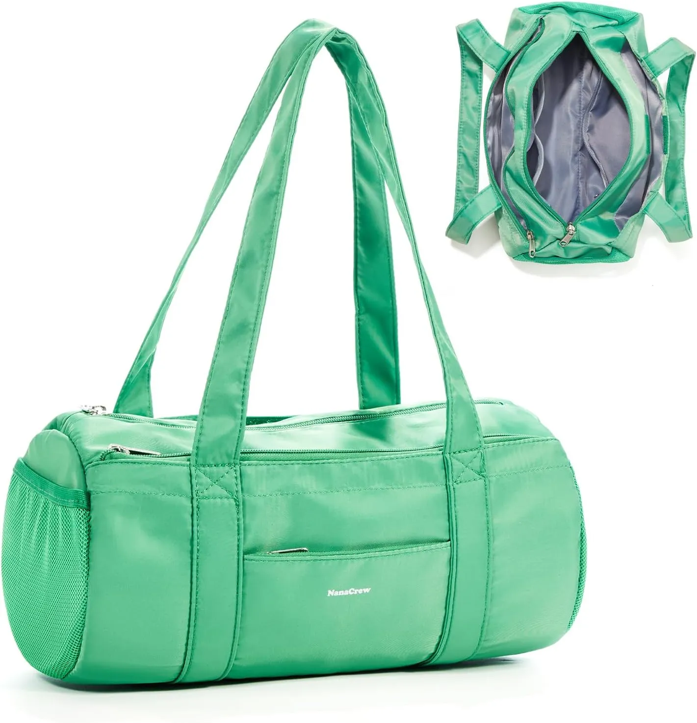 Mini Duffle Bag 13.78” Small Gym Bag, Lightweight Carry On Weekender Overnight Bag for Women Travel, Sport, Easy Daily Outings, 13.78"x6.7"x6.7", Green