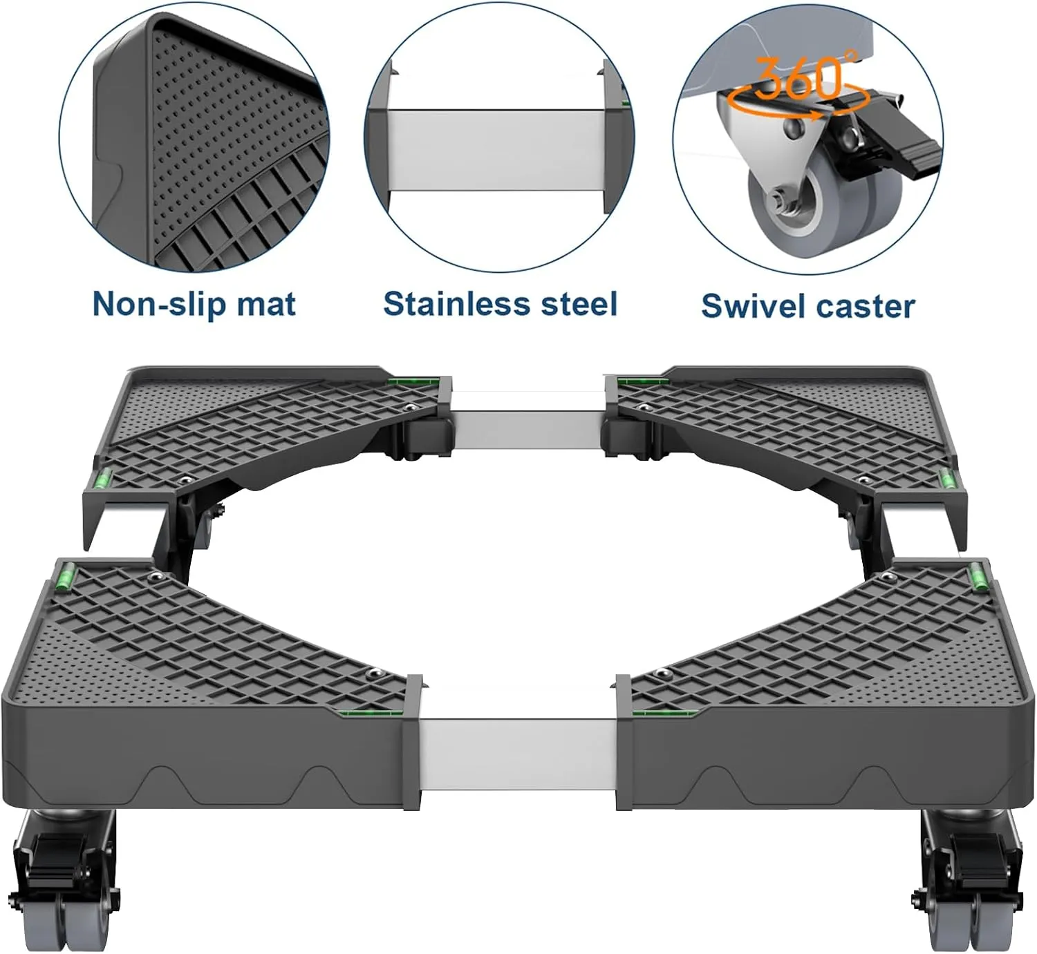 Mini Fridge Stand with 4 Locking Wheels 15.7"-23.6" Adjustable Dolly Washing Machine Stand Universal Stand Base for Furniture Portable Refrigerator Dryer Stand (Black)