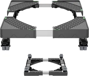 Mini Fridge Stand with 4 Locking Wheels 15.7"-23.6" Adjustable Dolly Washing Machine Stand Universal Stand Base for Furniture Portable Refrigerator Dryer Stand (Black)