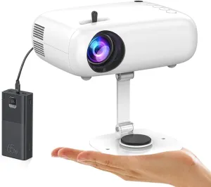 Mini HD Projector, Powerbank Powered, 10000 Lumens Portable With Tripod for Outdoor Travel Theater, Compatible With Android/iOS/Windows/TV Stick/HDMI/USB