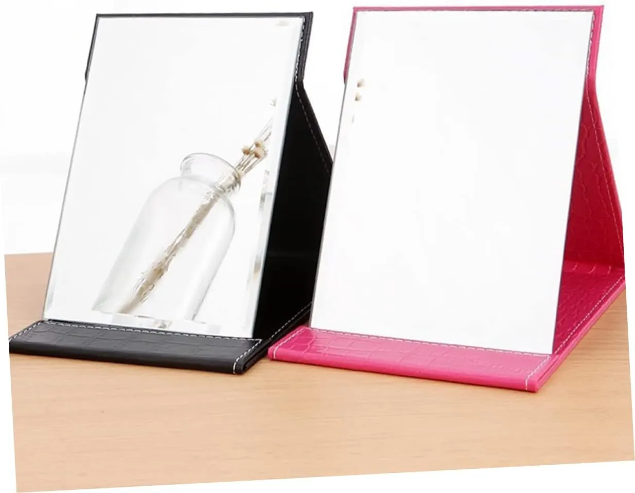 Minimalist Black Makeup Accessories Foldable Mirror Compact Mirror Fashion Mirror Led Lighting