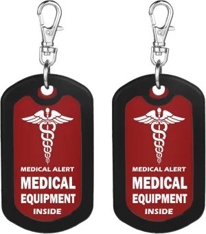 mnmoom Medical Equipment Luggage Tag Medical Alert Zipper Pull Bag Tag (2X Red)