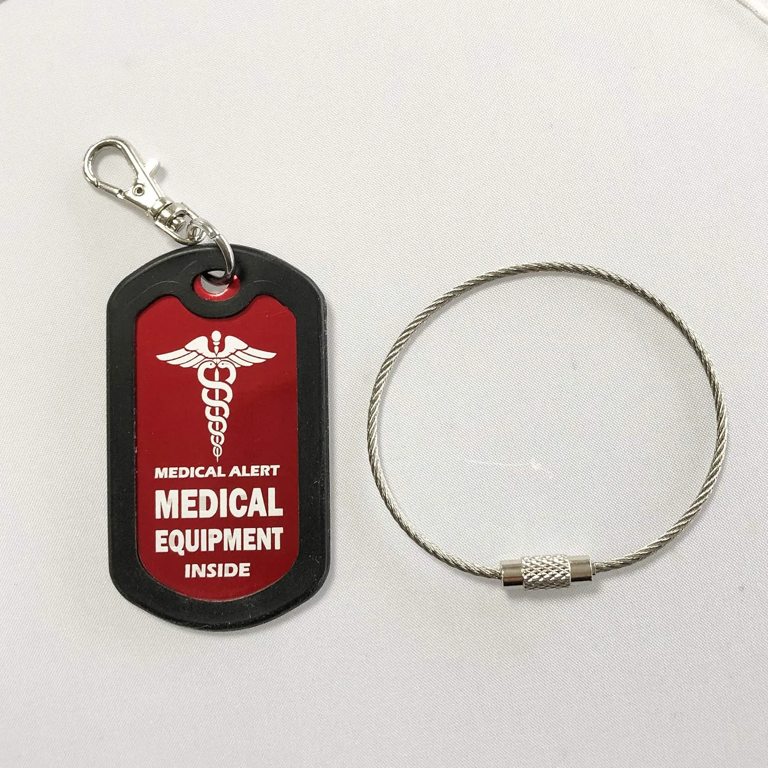 mnmoom Medical Equipment Luggage Tag Medical Alert Zipper Pull Bag Tag (2X Red)