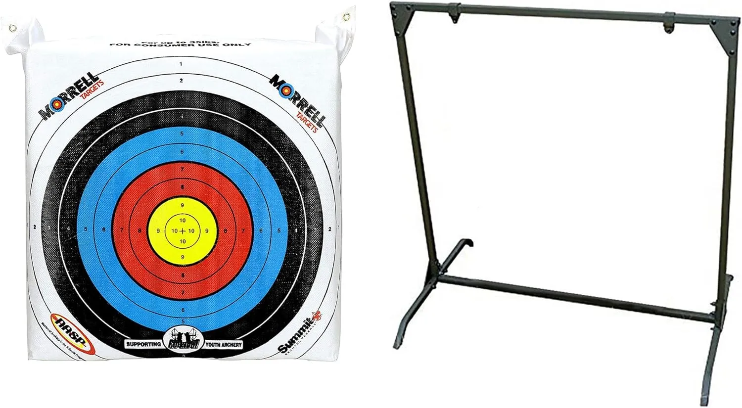 Morrell Lightweight Portable Youth Range NASP Field Point Archery Bag Target with 30 Inch Archery Shooting Bag Target Stand, Olive Green