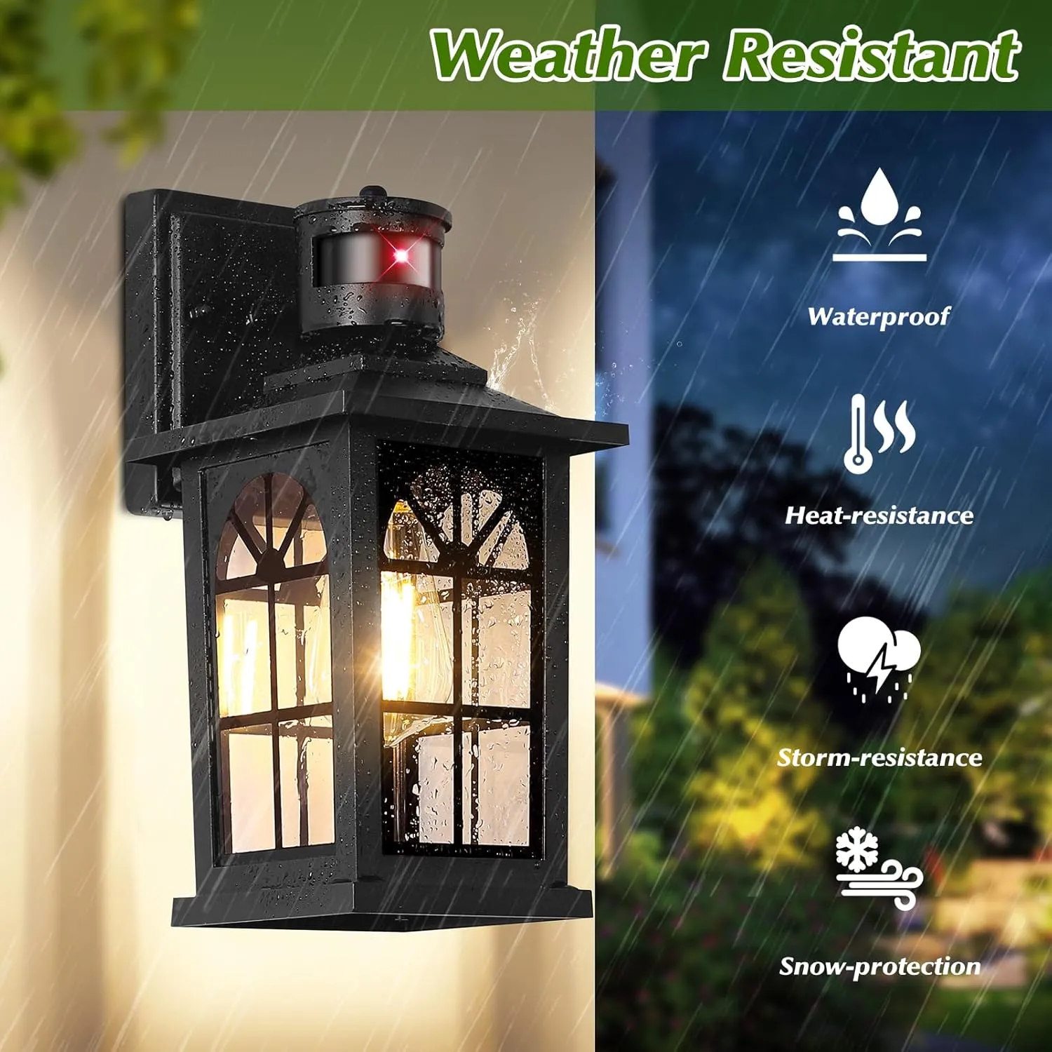 Motion Sensor Outdoor Light Fixture, Dusk to Dawn Porch Light Outdoor Wall Sconce Lantern, Aluminum Exterior Lighting Fixture Wall Mount, 3 Lighting Modes Outside Lights for House Front Door Garage
