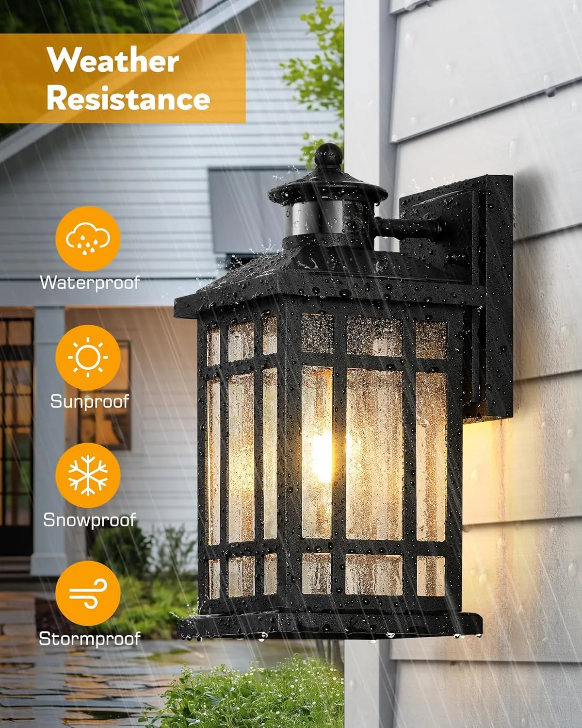 Motion Sensor Outdoor Wall Light, Adjustable Sensing Range Outside Lights for House, Black Dawn to Dusk Sconce Lights for Patio, Anti-Rust Waterproof Porch Lantern Wall Mount with Bubble Glass