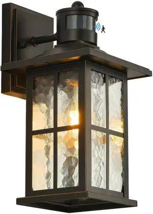 Motion Sensor Porch Light Dusk to Dawn Outdoor Wall Lantern Black Exterior Sconce Lighting Fixtures Modern Outside Wall Mount Coach Lamp for House Garage Patio Front Door