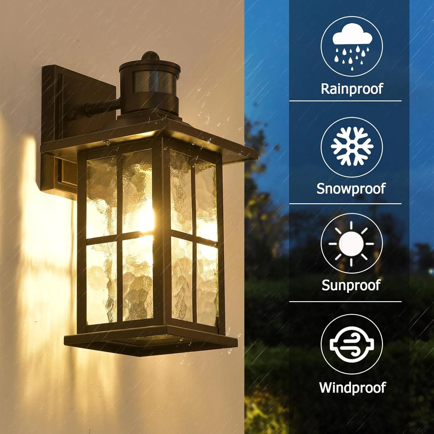 Motion Sensor Porch Light Dusk to Dawn Outdoor Wall Lantern Black Exterior Sconce Lighting Fixtures Modern Outside Wall Mount Coach Lamp for House Garage Patio Front Door