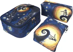 MRSP 3 sets makeup bag travel small cosmetic case portable with multifunctional waterproof Organizer bag for women (The Nightmare Before Christmas)
