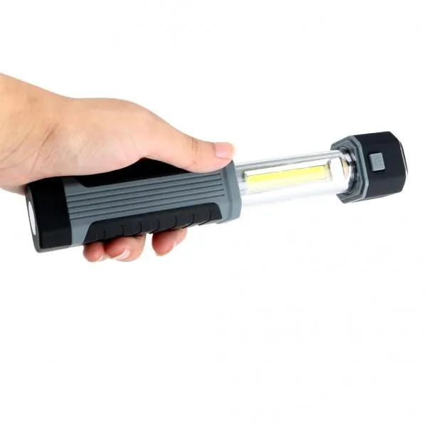 Multifunction COB LED Stretchable Flashlight Camping Light w/ Magnet Black