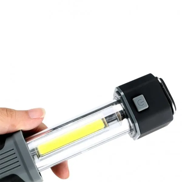 Multifunction COB LED Stretchable Flashlight Camping Light w/ Magnet Black