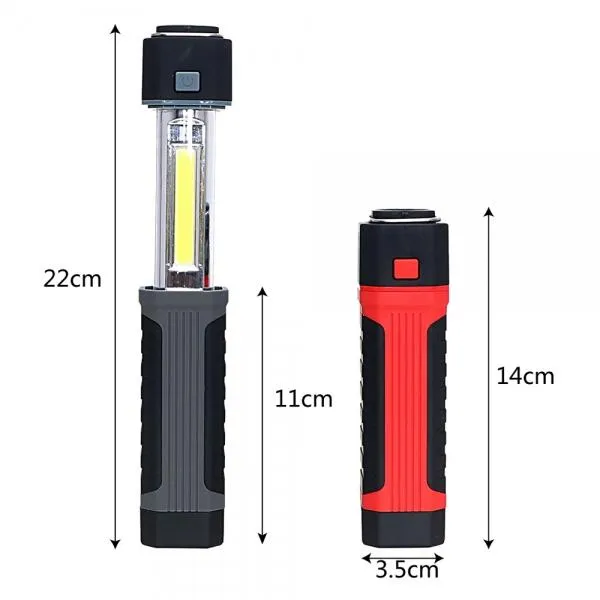 Multifunction COB LED Stretchable Flashlight Camping Light w/ Magnet Black