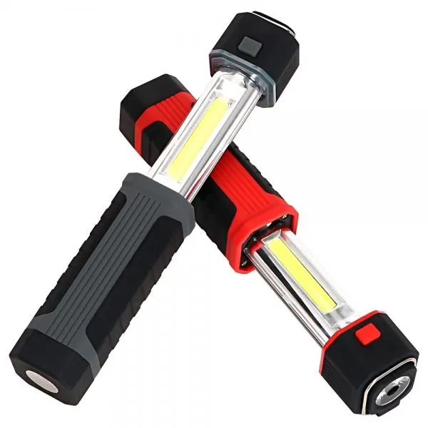 Multifunction COB LED Stretchable Flashlight Camping Light w/ Magnet Black