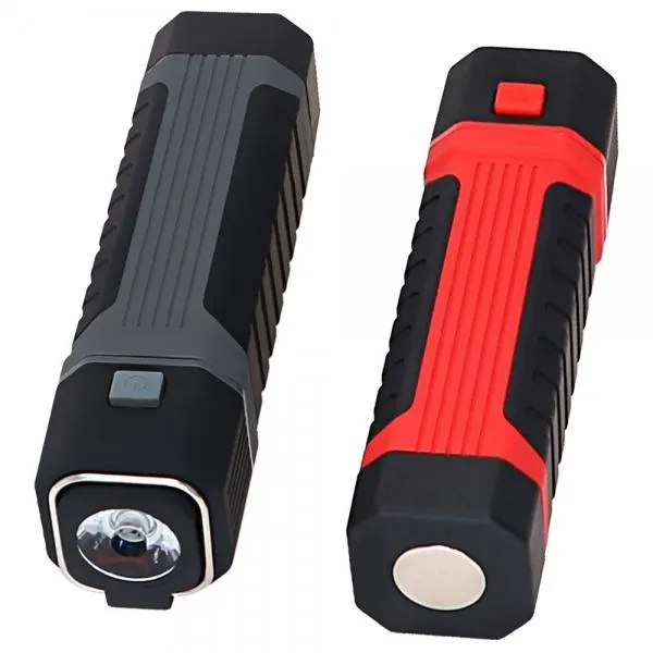 Multifunction COB LED Stretchable Flashlight Camping Light w/ Magnet Black