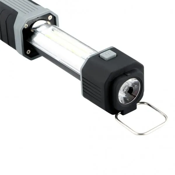 Multifunction COB LED Stretchable Flashlight Camping Light w/ Magnet Black