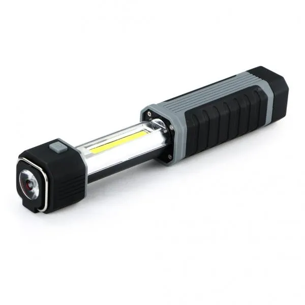 Multifunction COB LED Stretchable Flashlight Camping Light w/ Magnet Black