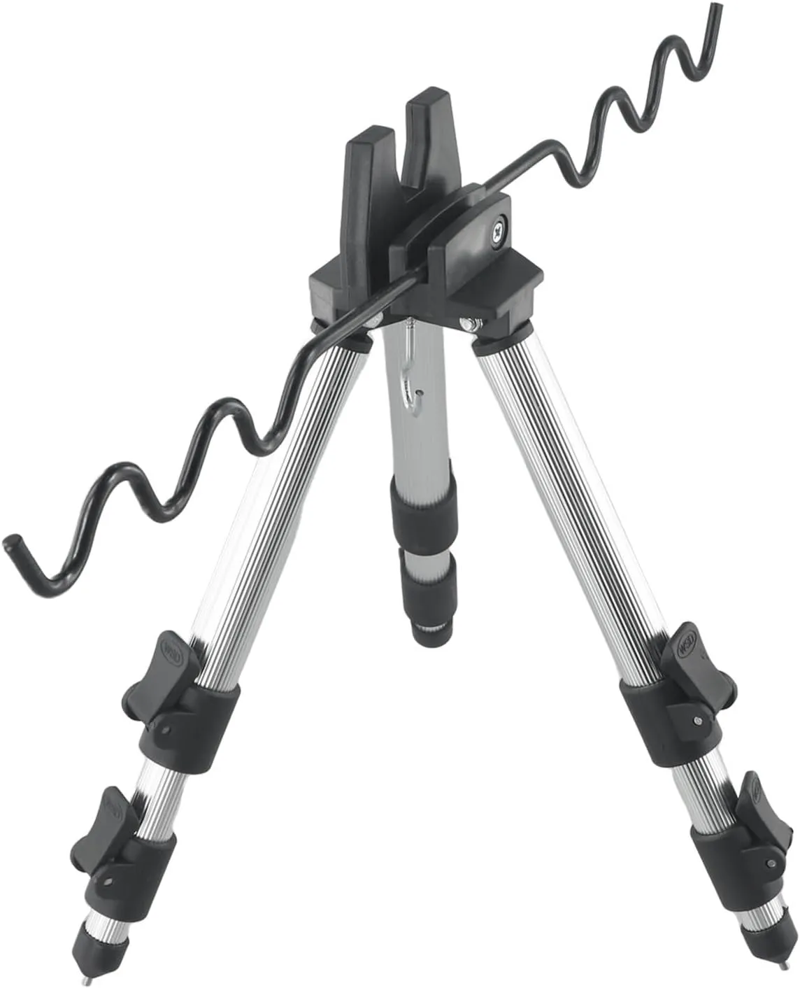 Multifunctional Fishing Rod Tripod Stand Retractable Fishing Holder Aluminum Foldable Red(A Silver)