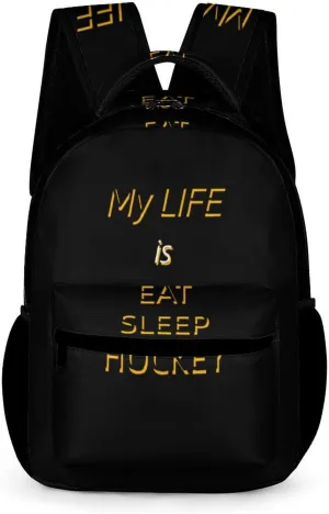 My Life Is Eat Sleep Hockey Unisex Small Backpack Lightweight Shoulder Bag Travel Daypack