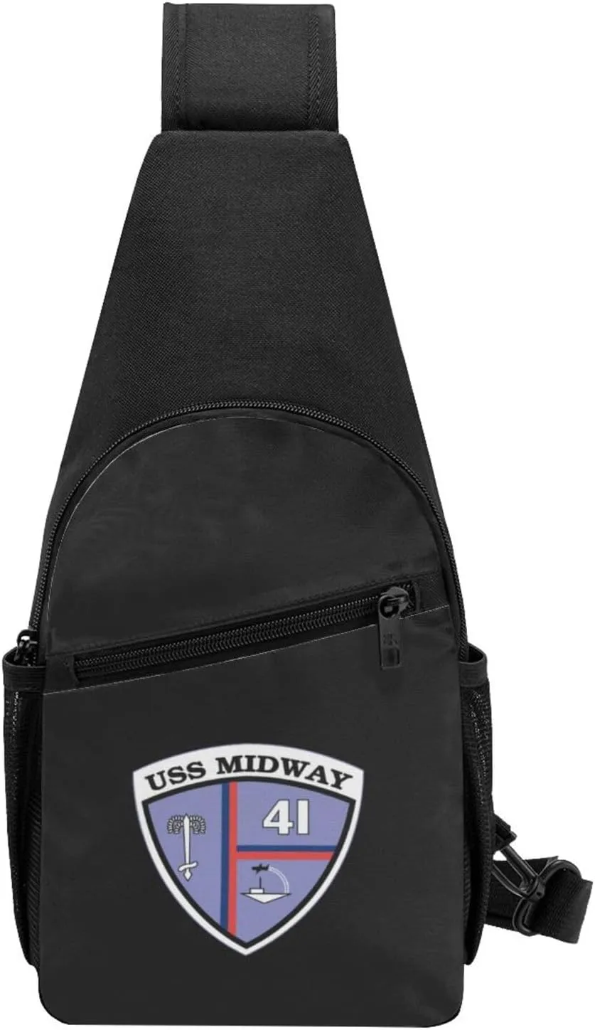 Navy Uss Midway Cv-41 Unisex Chest Bag Lightweight Crossbody Shoulder Bag Travel Pocket