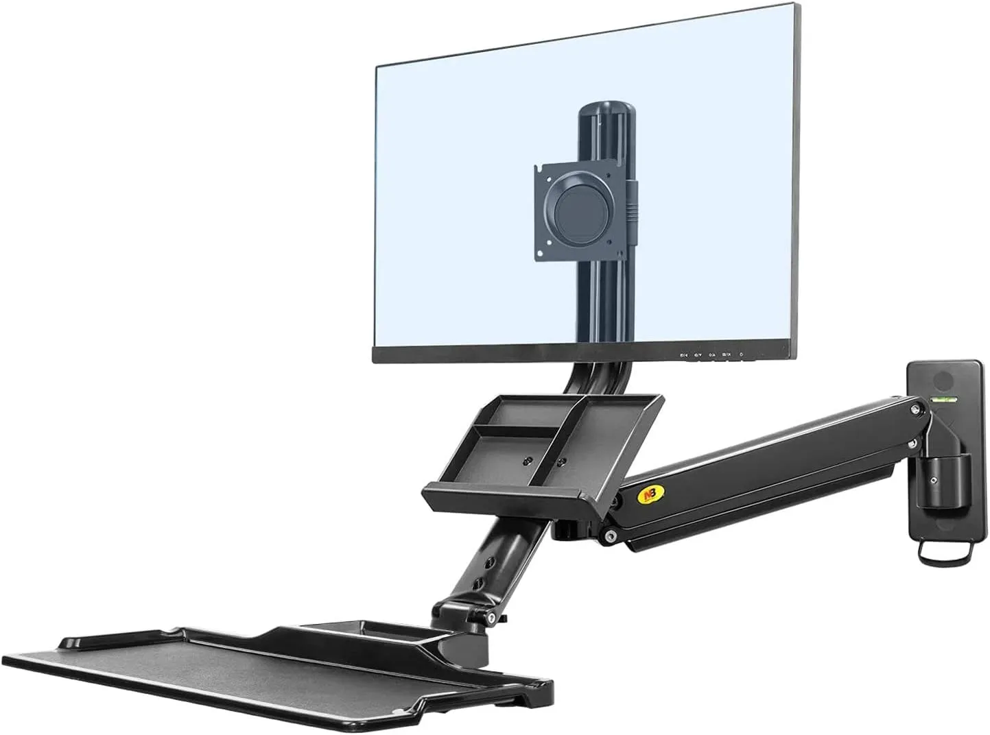 NB North Bayou Sit Stand Workstation Wall Mount Height Adjustable Sit-Stand Converter for 19''-27'' Screens with Keyboard Tray, VESA 75/100, Load Capacity from 4.4-19.8lbs MB32