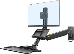 NB North Bayou Sit Stand Workstation Wall Mount Height Adjustable Sit-Stand Converter for 19''-27'' Screens with Keyboard Tray, VESA 75/100, Load Capacity from 4.4-19.8lbs MB32