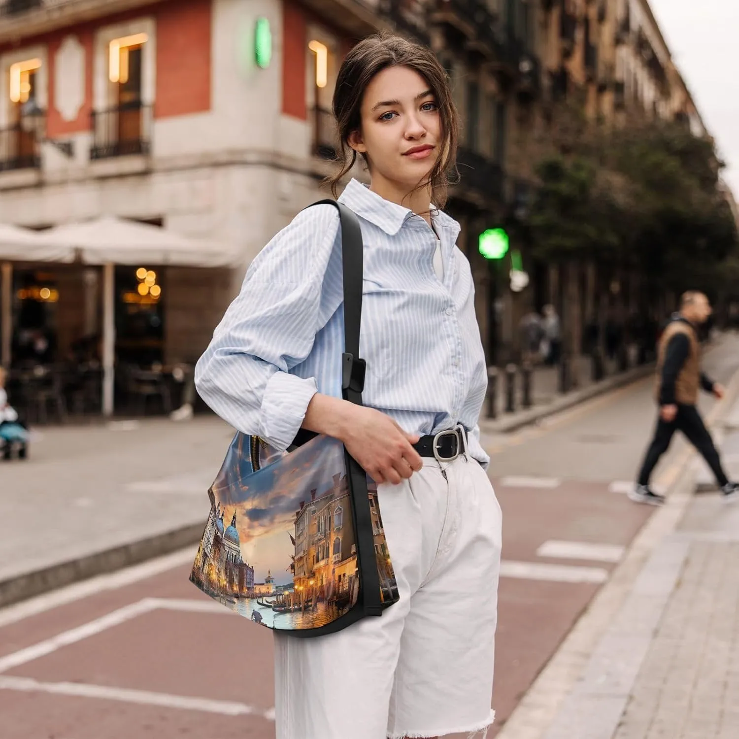 Nebula and Stars Lightweight Shoulder Hobo Bag, Leather Crossbody Bag, Mens Leather Crossbody Bag
