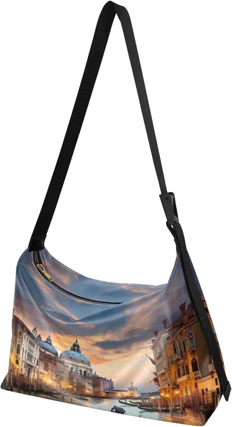 Nebula and Stars Lightweight Shoulder Hobo Bag, Leather Crossbody Bag, Mens Leather Crossbody Bag