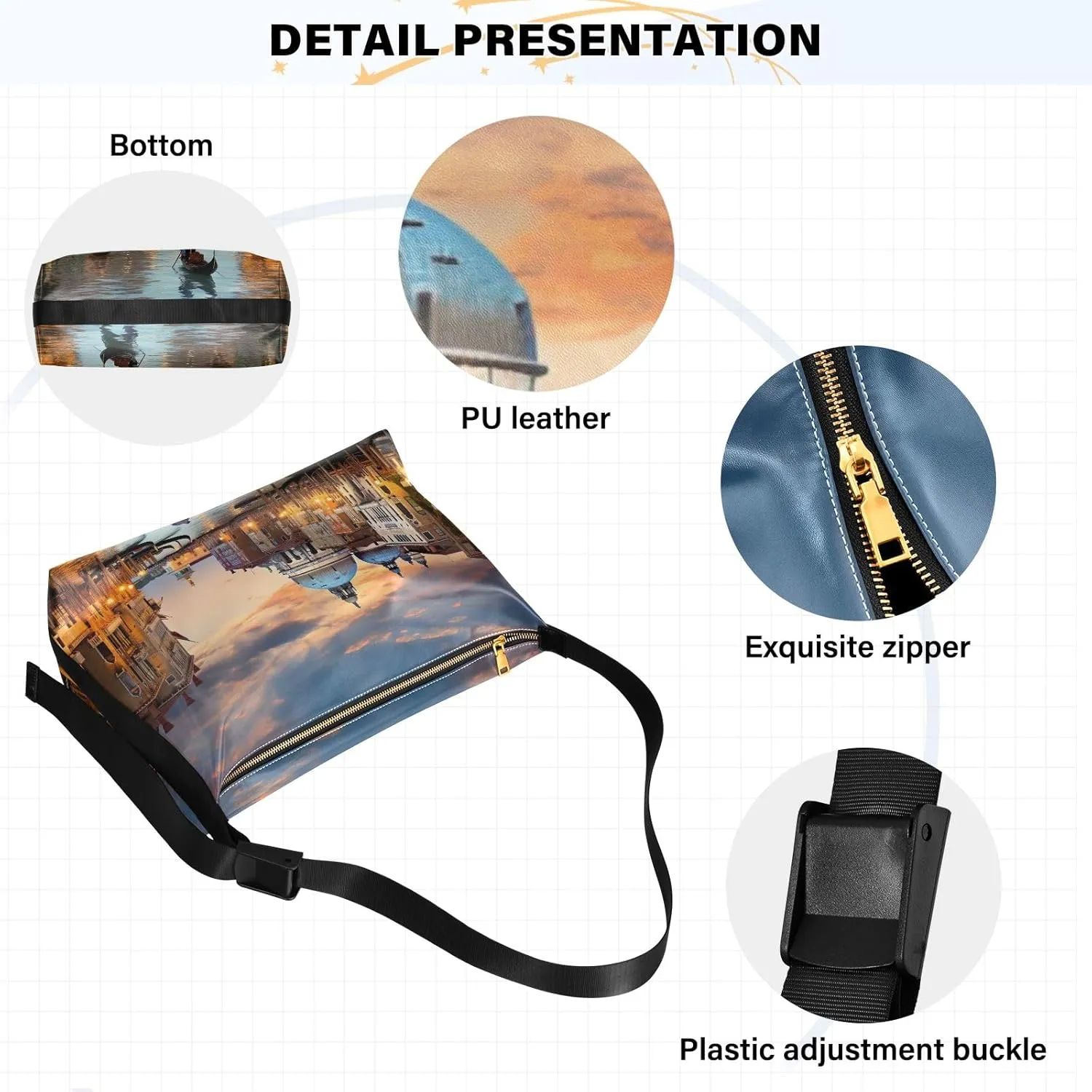 Nebula and Stars Lightweight Shoulder Hobo Bag, Leather Crossbody Bag, Mens Leather Crossbody Bag