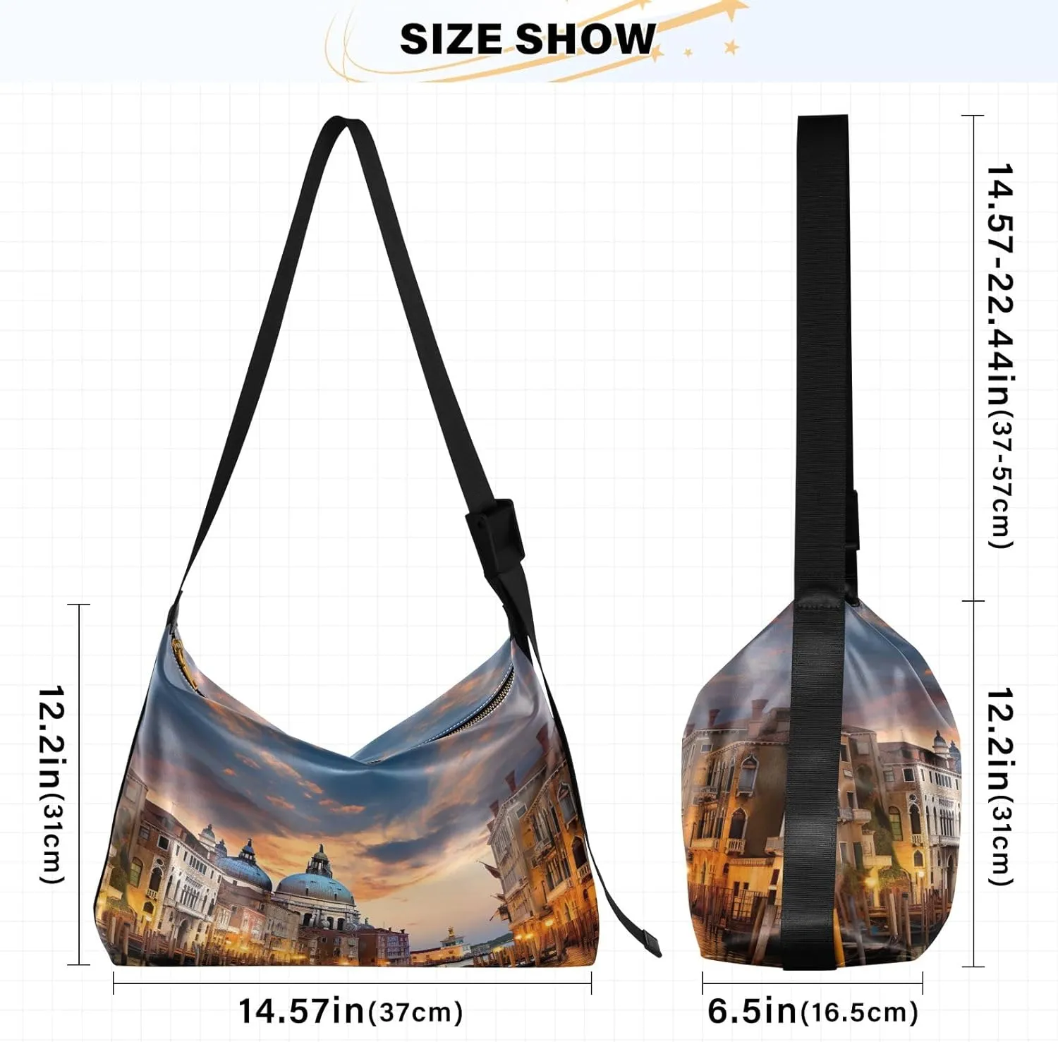 Nebula and Stars Lightweight Shoulder Hobo Bag, Leather Crossbody Bag, Mens Leather Crossbody Bag