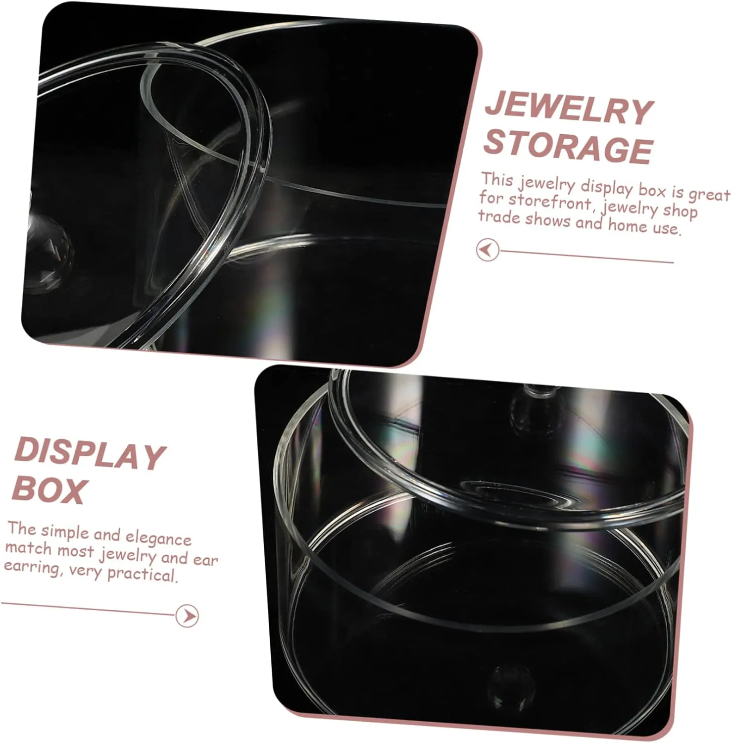 Necklace Earring Display Case Watch Band Holder Elegant Plastic Jewelry Organizer Clear Acrylic Storage Box