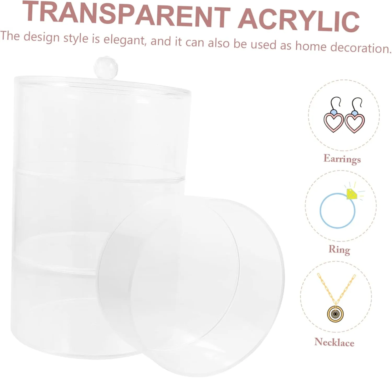 Necklace Earring Display Case Watch Band Holder Elegant Plastic Jewelry Organizer Clear Acrylic Storage Box