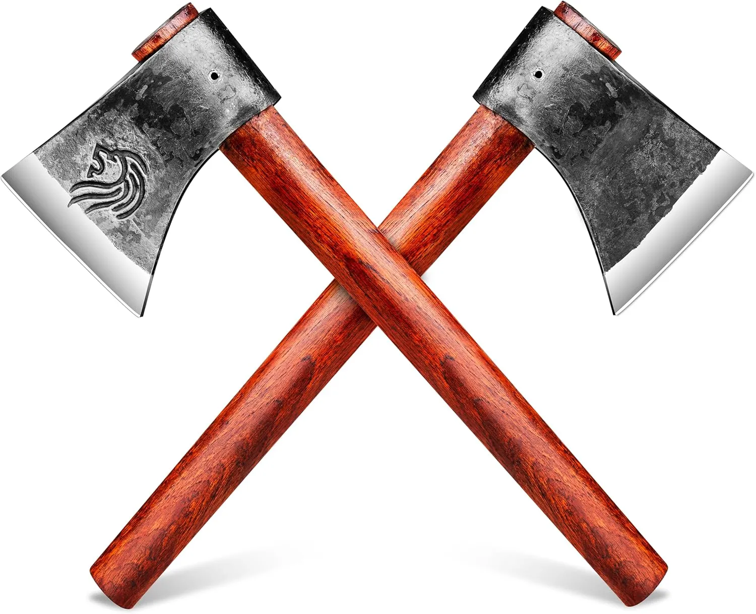NEDFOSS Kung-Fu Throwing Axe Set, 2 Pack of 16 Inches Throwing Hatchet with 1065 High Carbon Steel and Beech Wood Handle, Great for Axe Throwing Game and Outdoor Recreation, Gift for Men（2pcs）
