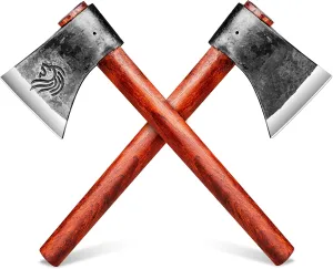 NEDFOSS Kung-Fu Throwing Axe Set, 2 Pack of 16 Inches Throwing Hatchet with 1065 High Carbon Steel and Beech Wood Handle, Great for Axe Throwing Game and Outdoor Recreation, Gift for Men（2pcs）
