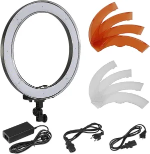 Neewer 18-Inch Ring Light, 55W Dimmable 5500K Light with 240 LEDs Color Filter, Soft Tube and Carrying Bag for YouTube, TikTok, Selfies and Photography, Compatible with Camera and Smartphones