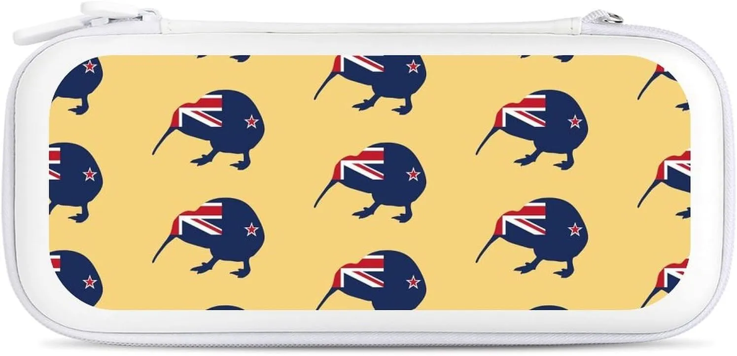 New Zealand Kiwi Birds Hard Shell Travel Case with Rope 15 Game Card Pockets Compatible with Switch Protective