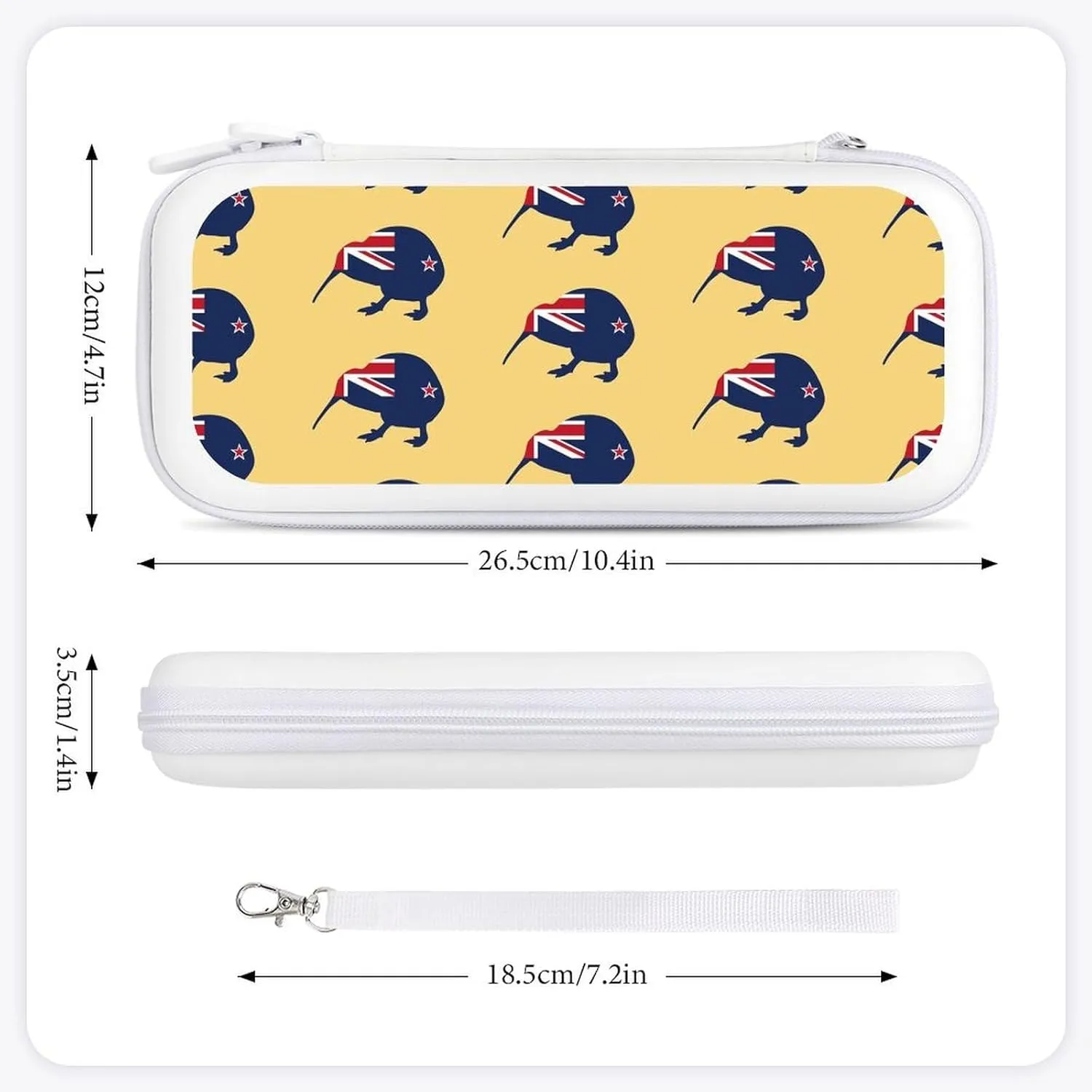 New Zealand Kiwi Birds Hard Shell Travel Case with Rope 15 Game Card Pockets Compatible with Switch Protective