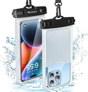Niveaya Waterproof Phone Pouch, Waterproof Phone Case Compatible for iPhone 15 14 13 12 Pro Max Up to 7", IPX8 Cellphone Kayak Accessories, Travel Essentials 2Pack