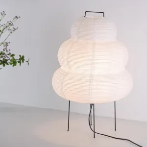 Noguchi Style Akari Floor Lamp - Rice Paper Lantern for Establishing A Warm and Cozy Ambiance in Any Room (Cloud)
