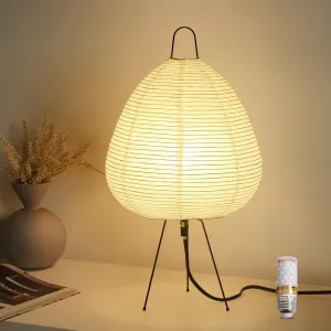 Noguchi Table Lamp, Japanese Paper Lamp, Handmade Rice Paper Akari Floor Lamp for Bedroom or Living Room, 3 Color Dimmable Desk Lamp Style Design (Bulb Included)