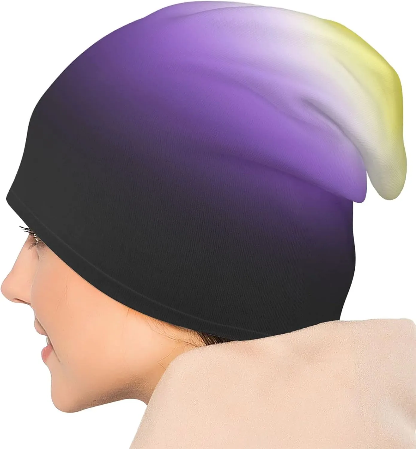 Nonbinary Pride Flag Multifunction Beanie Hat for Men Women Fashion Scarf Soft Stretch Skull Cap