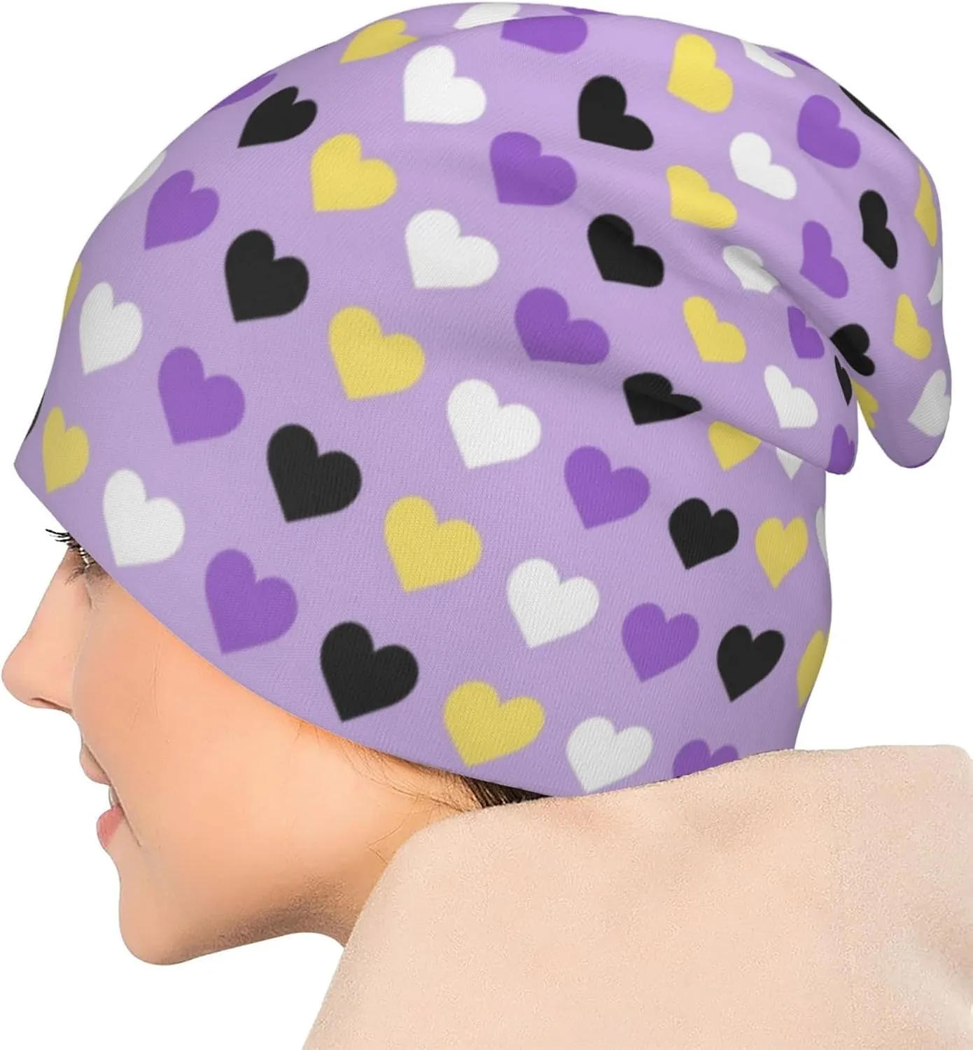 Nonbinary Pride Flag Multifunction Beanie Hat for Men Women Fashion Scarf Soft Stretch Skull Cap