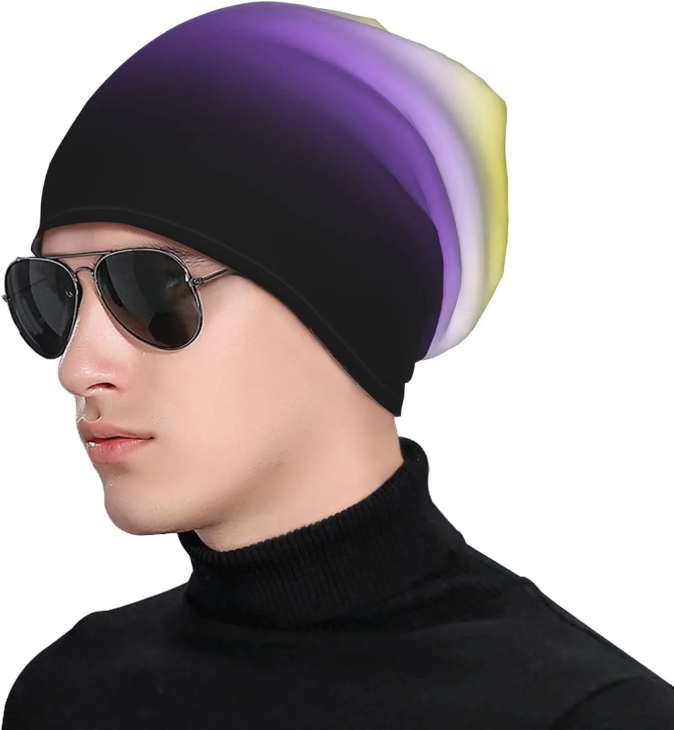 Nonbinary Pride Flag Multifunction Beanie Hat for Men Women Fashion Scarf Soft Stretch Skull Cap
