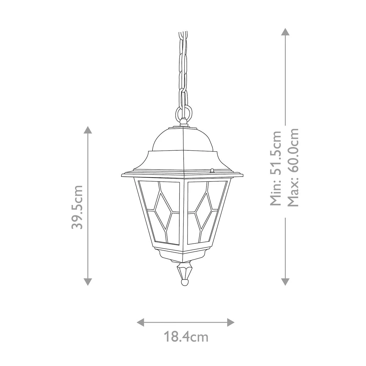 Norfolk 1 Light Chain Lantern  | Black
