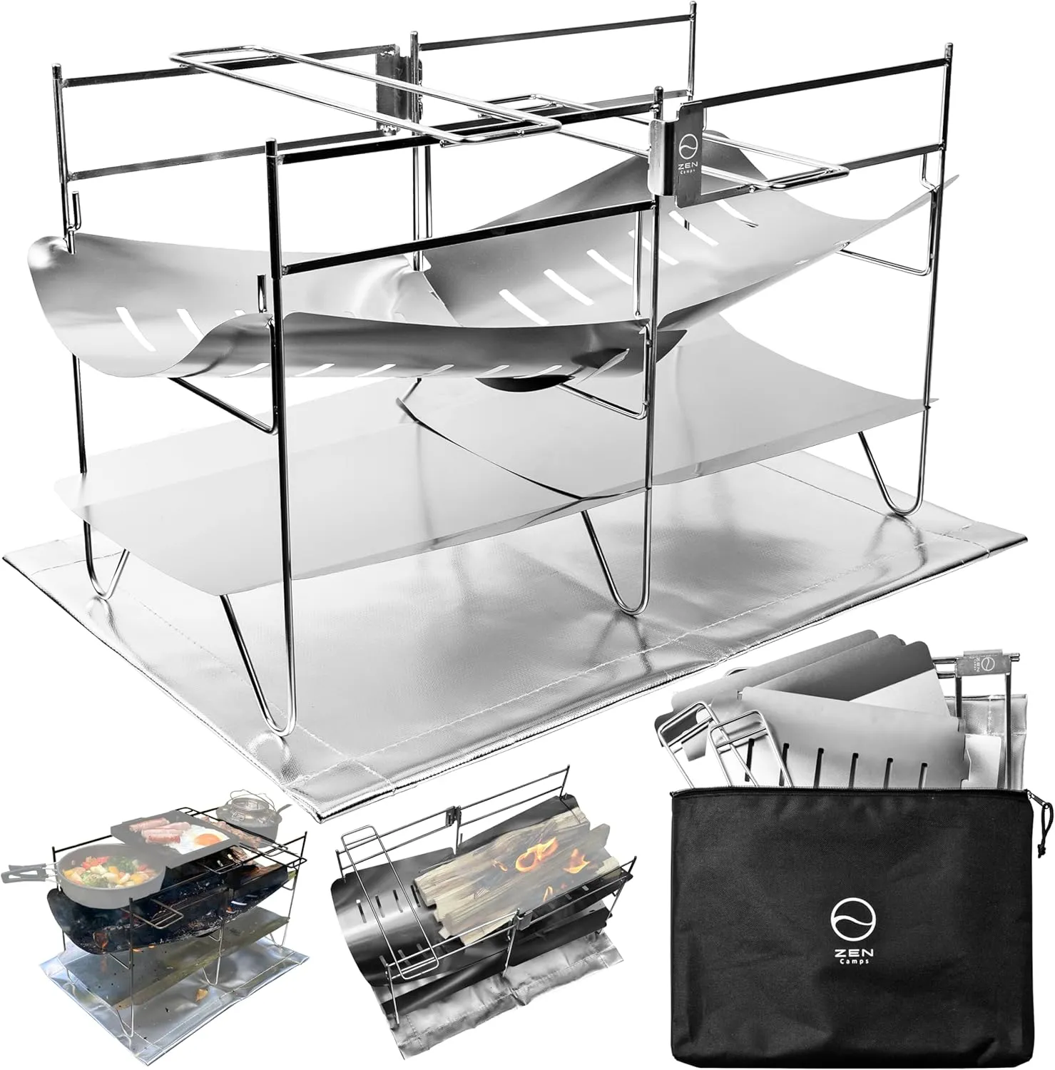 NT Fire Stand, Compact, Foldable, Camping, Solo Camp, Bonfire, Stainless Steel, Storage Bag Included
