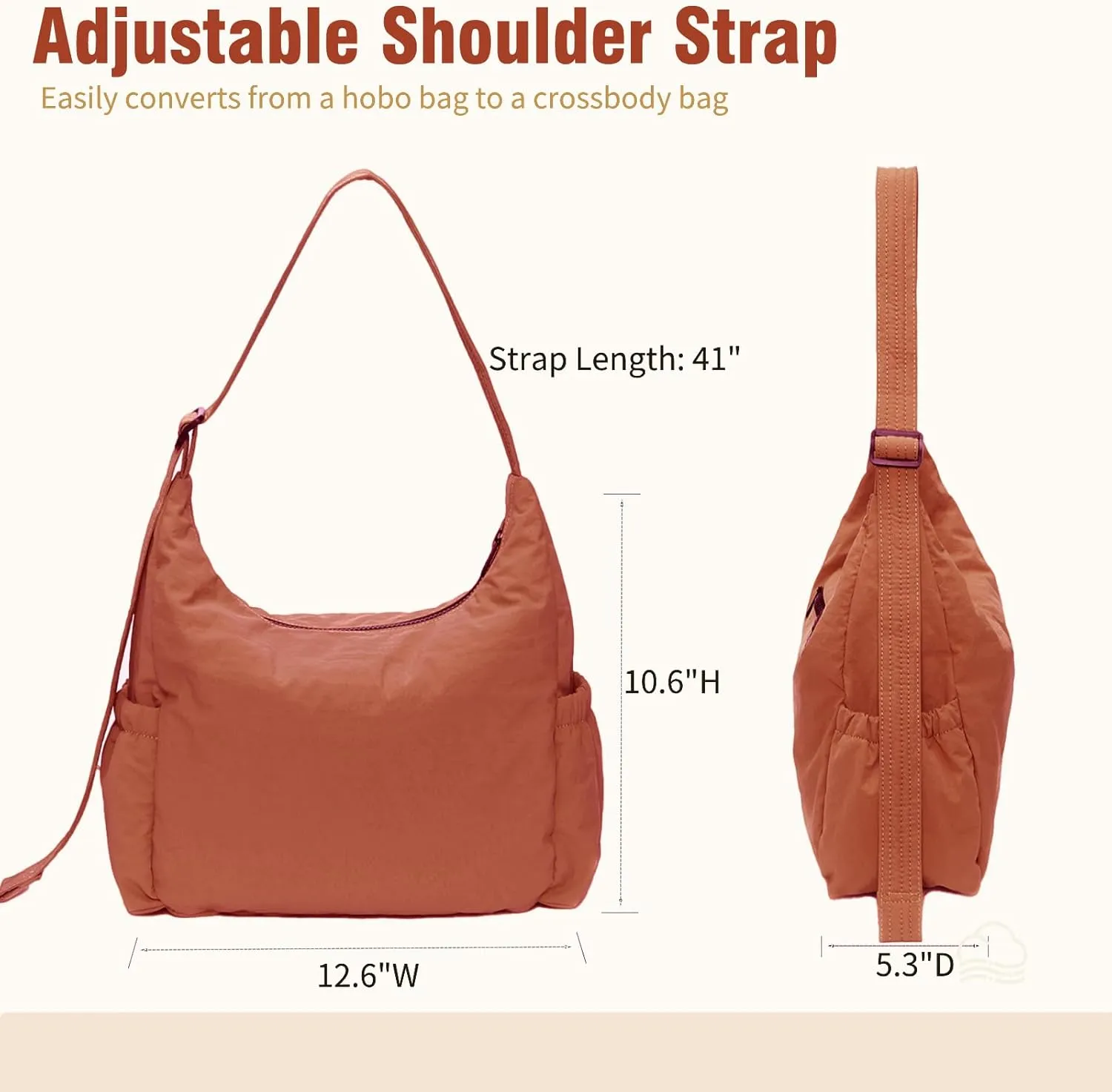 Nylon Hobo Crossbody Bags Lightweight Shoulder Bag Casual Work Travel Handbags 2025 Trendy with Adjustable Quilted Strap