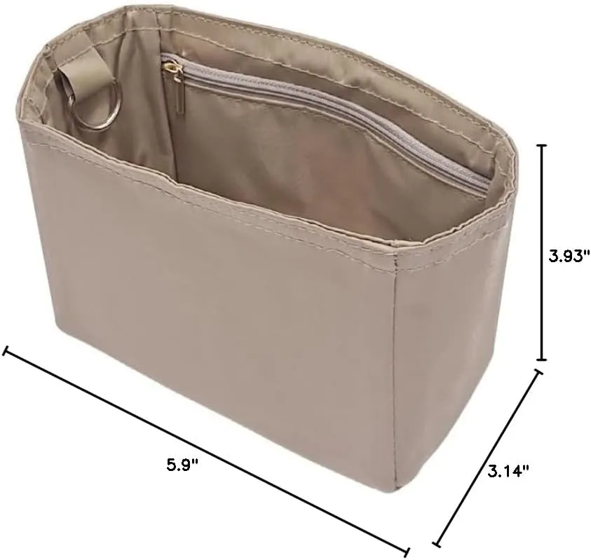 Nylon Purse Organizer for Prada Duet Bucket Inserts with a Zipper Closer Waterproof Bag in Bag Shapers
